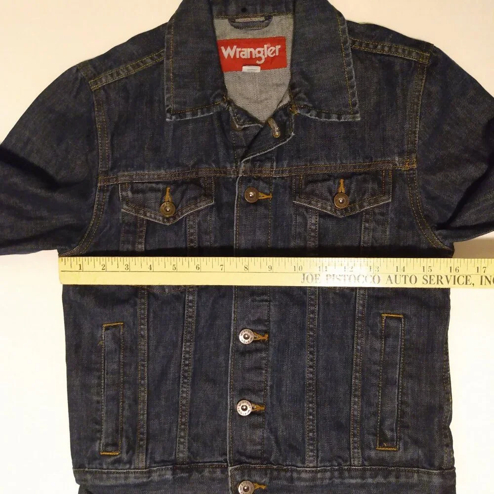 Wrangler Jean Jacket Boys Size Medium Kids Youth Denim Dark Blue Cowboy Ranch